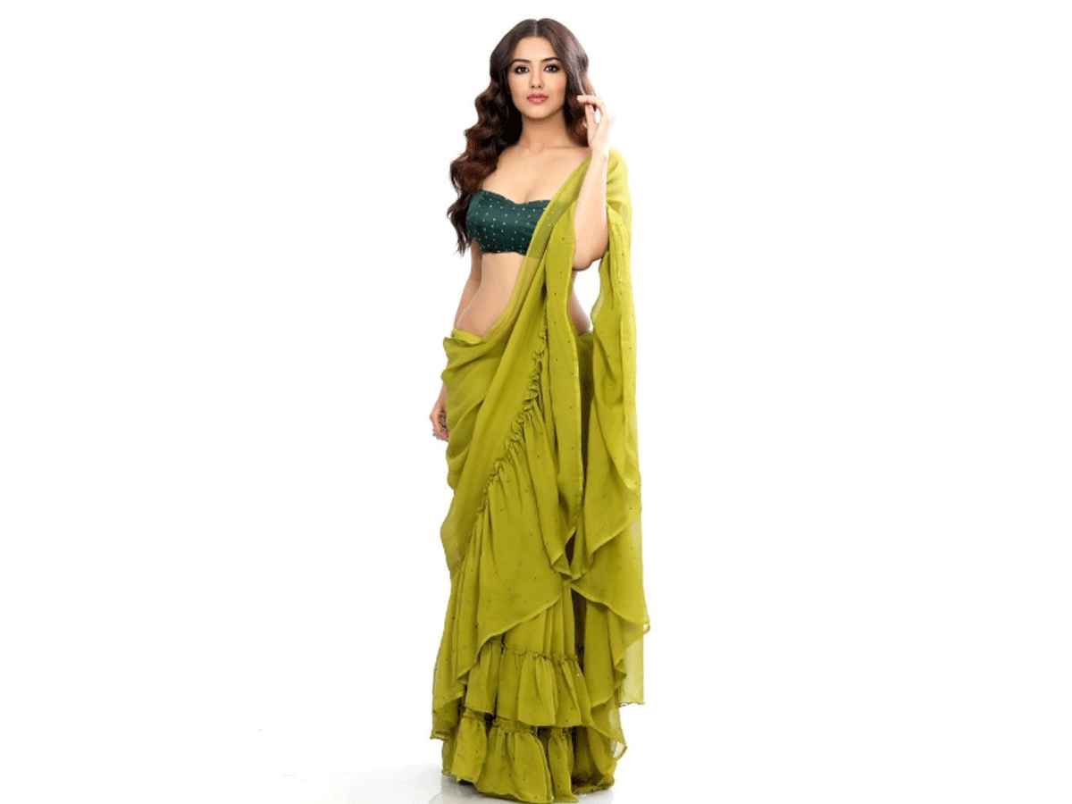 Malvika Sharma In A Green Saree Telugu Cinema