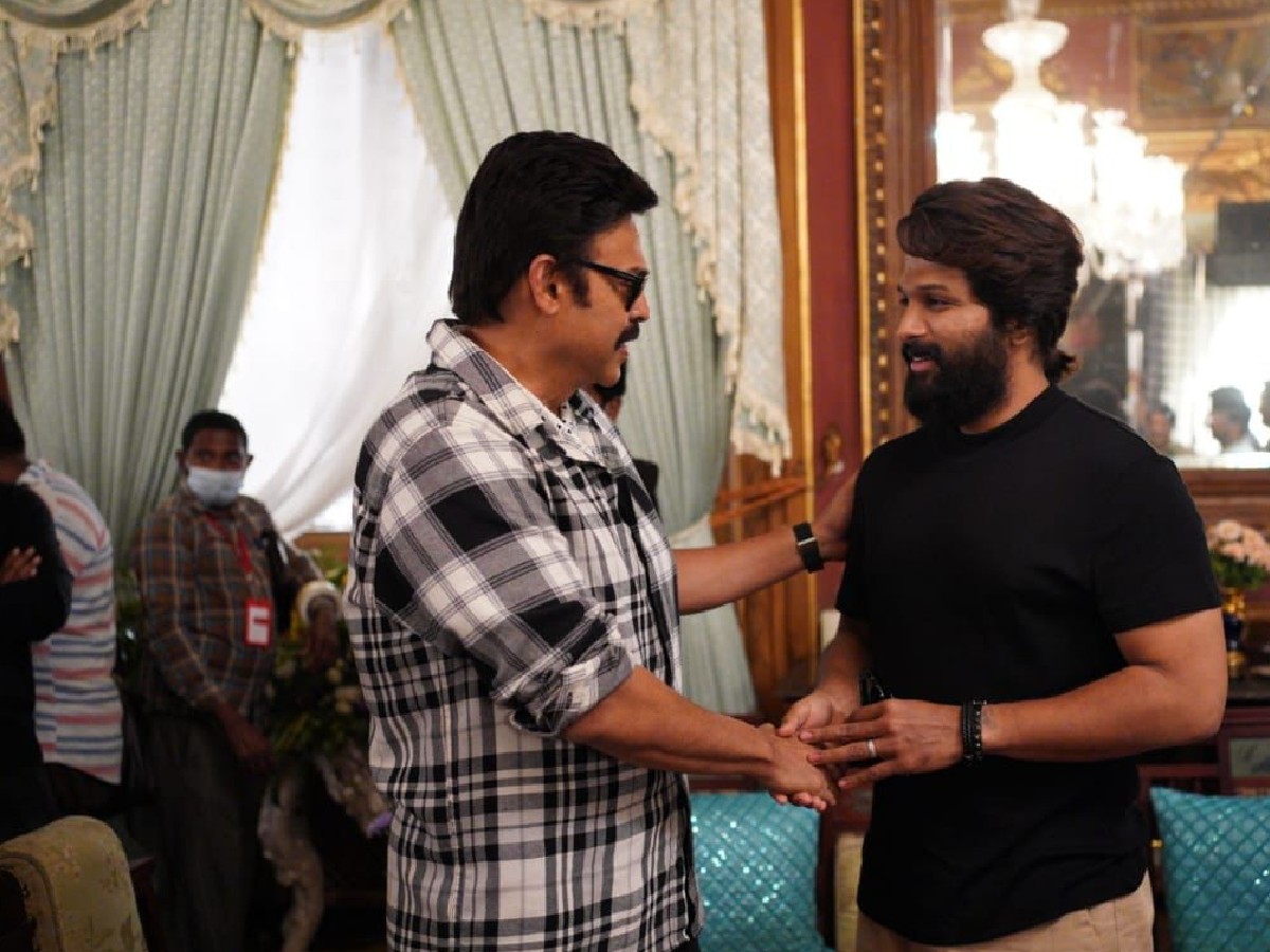 Allu Arjun Visits Venky And Varuns F3 Sets Telugu Cinema