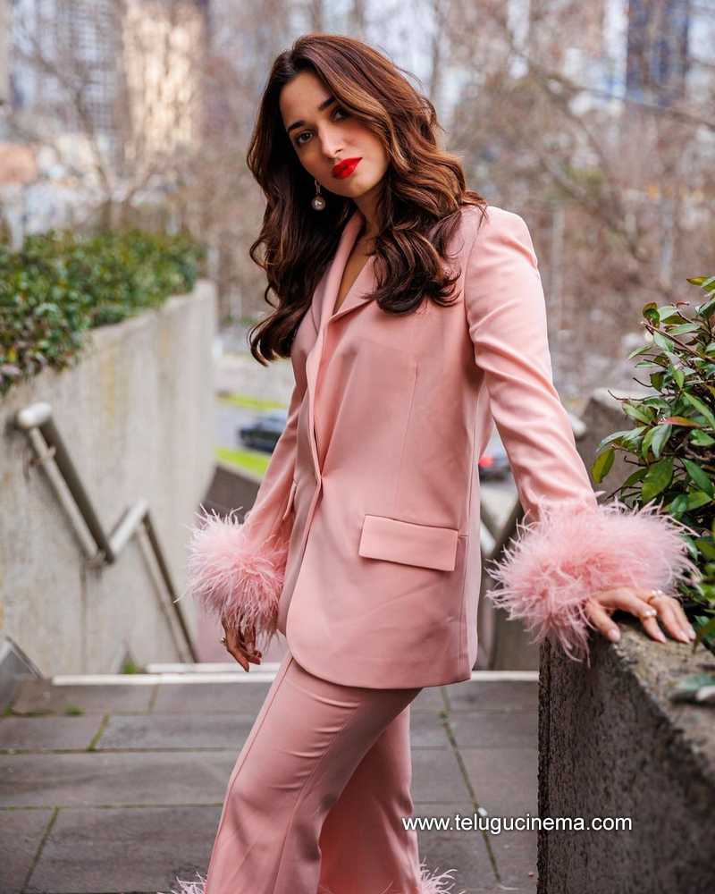 Tamannaah Bhatia In A Pink Pant Suit Telugu Cinema