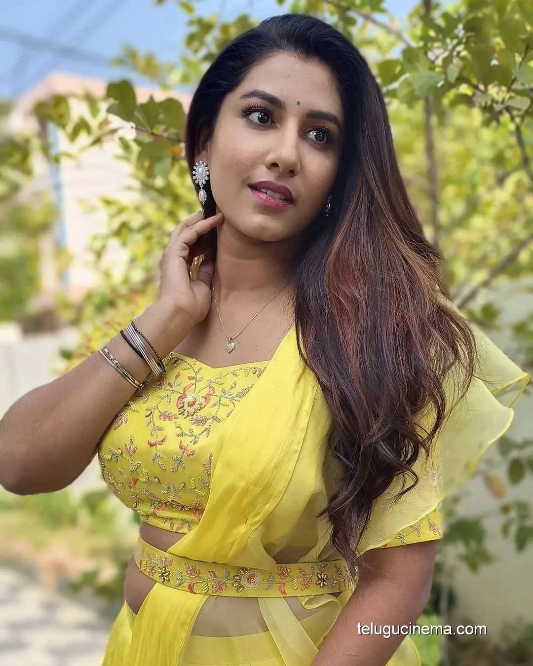 Vishnupriya in a traditional yellow attire | Telugu Cinema