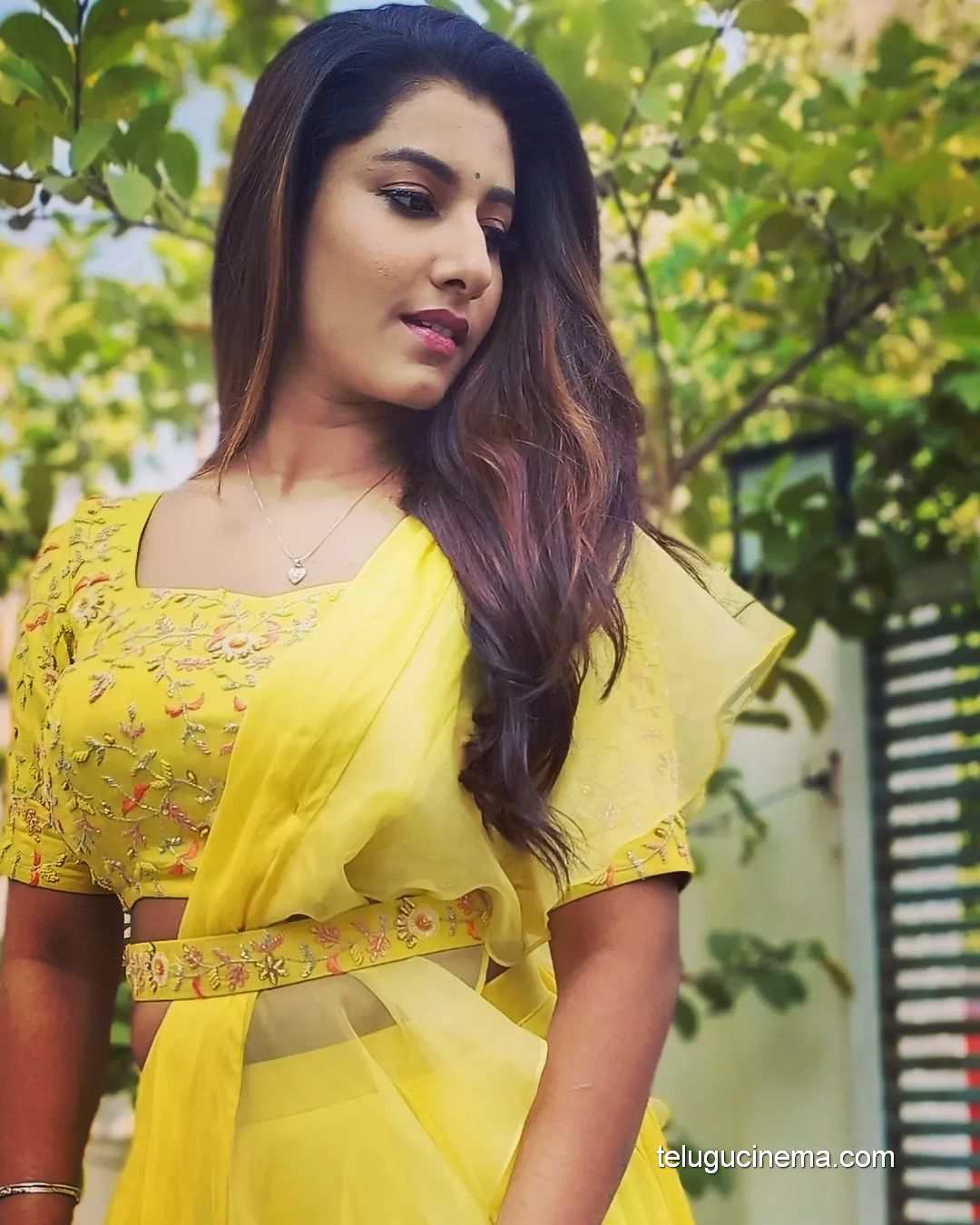 Vishnupriya in a traditional yellow attire | Telugu Cinema