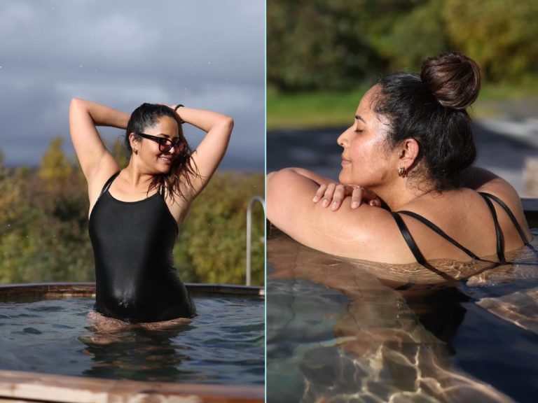 Anasuya Bharadwaj in black monokini