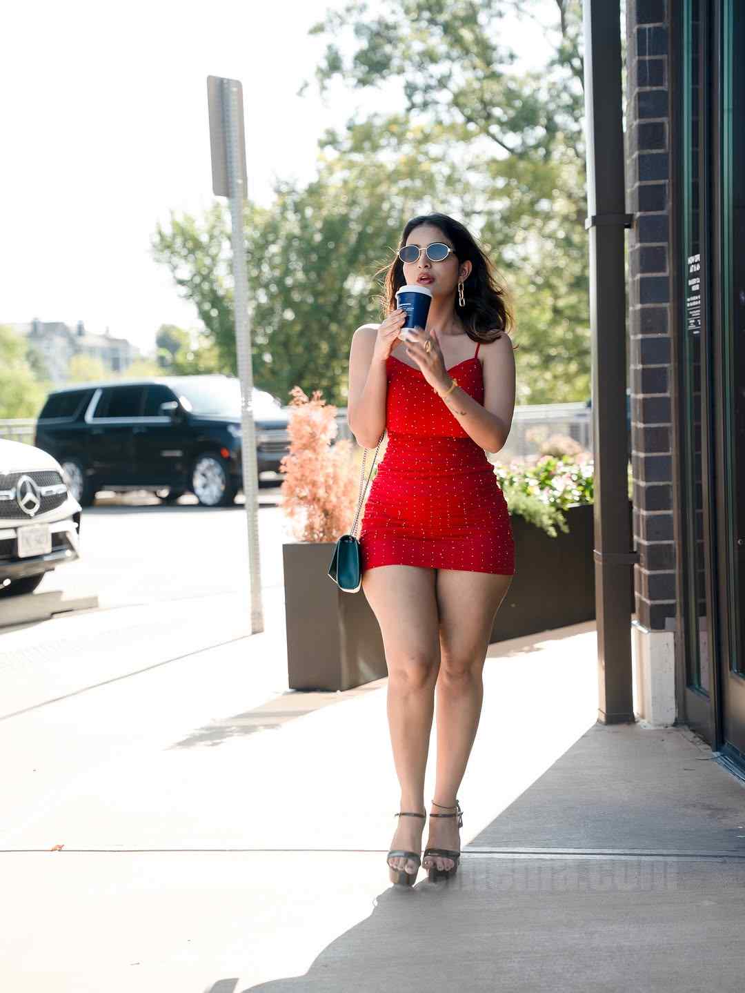 Ananya Nagalla in red outfit