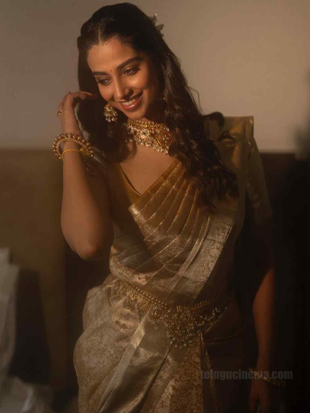 Radiance in gold: Meenakshi Chaudhary 2 Meenakshi Chaudhary
