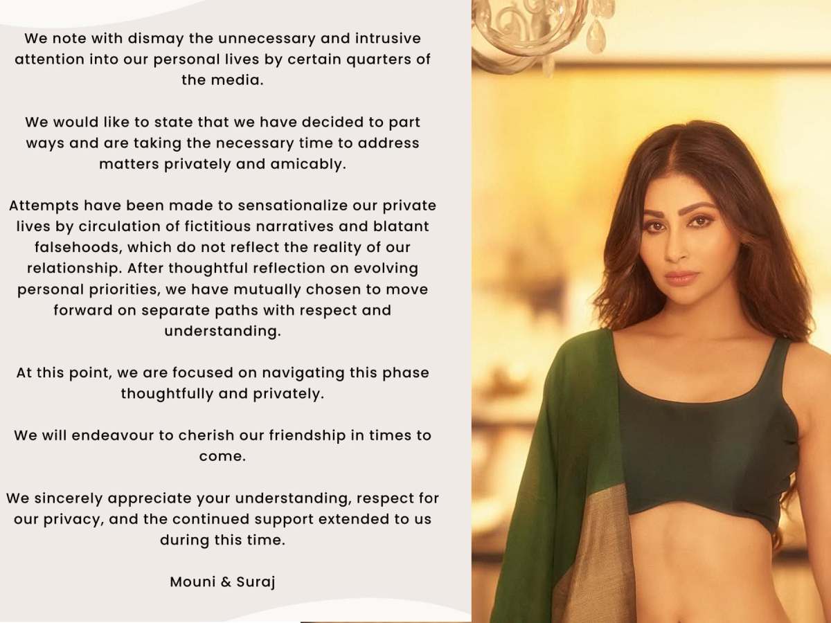 Mouni Roy and husband announce separation 1 Mouni Roy divorce statement