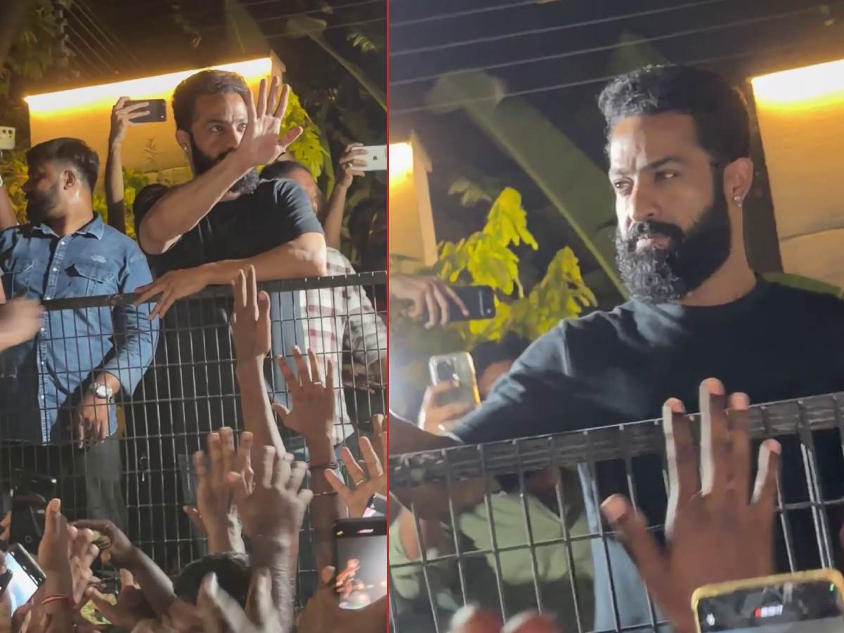 NTR at his residence greets fans