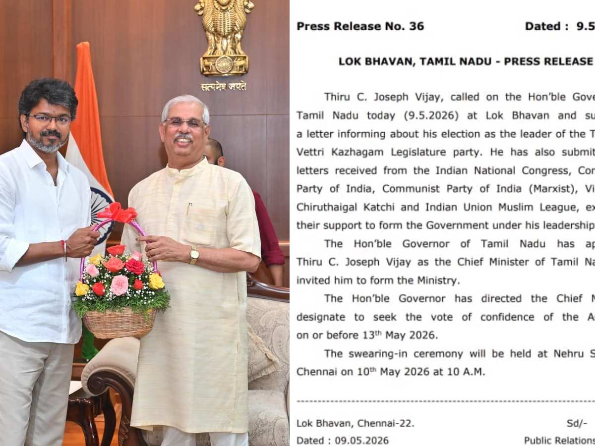 Drama ends: Vijay to be sworn in as Tamil Nadu CM on Sunday 1 Vijay with governor