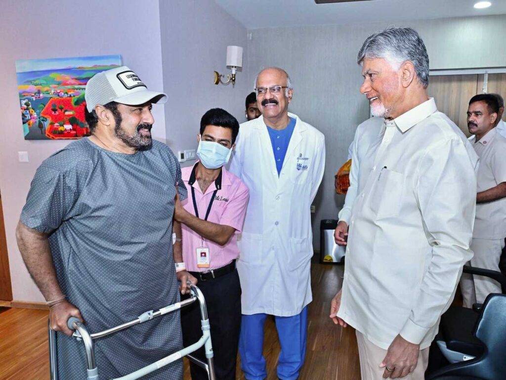 Chandrababu Naidu visits Nandamuri Balakrishna at hospital after knee surgery 1 Nara Chandrababu Naidu visited Nandamuri Balakrishna at AIG Hospitals