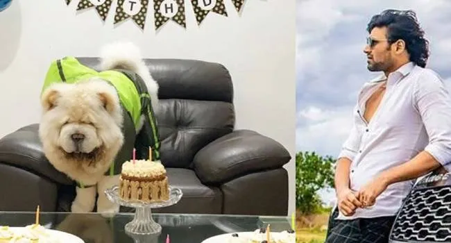 Bellamkonda Srinivas with his dog