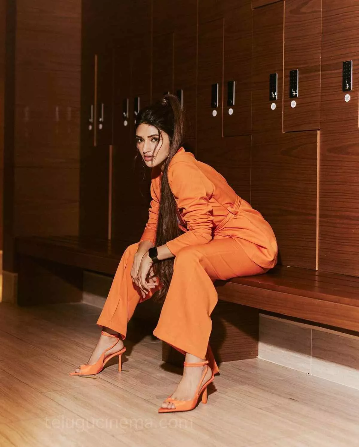 Sreeleela in a orange suit