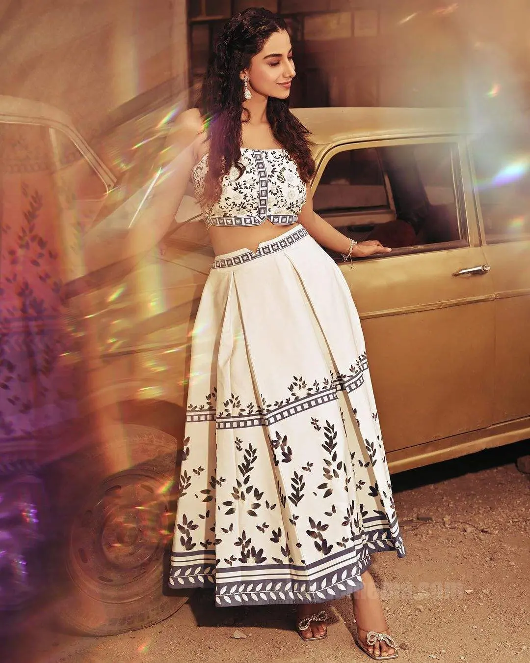 Meenakshi Chaudhary in a flowery gown