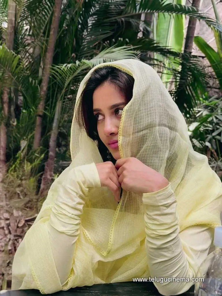 Nabha Natesh in a yellow chudidhar